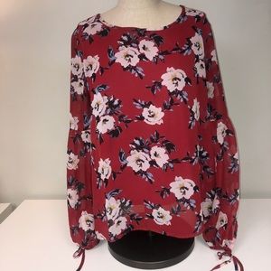 Red Floral Blouse